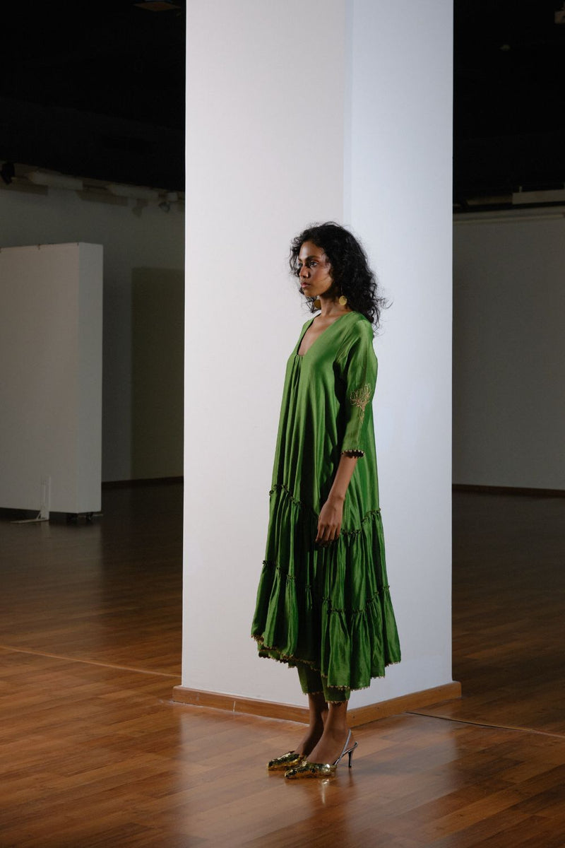 Papiha Kurta Set silk by Khara Kapas in green for women in Singapore