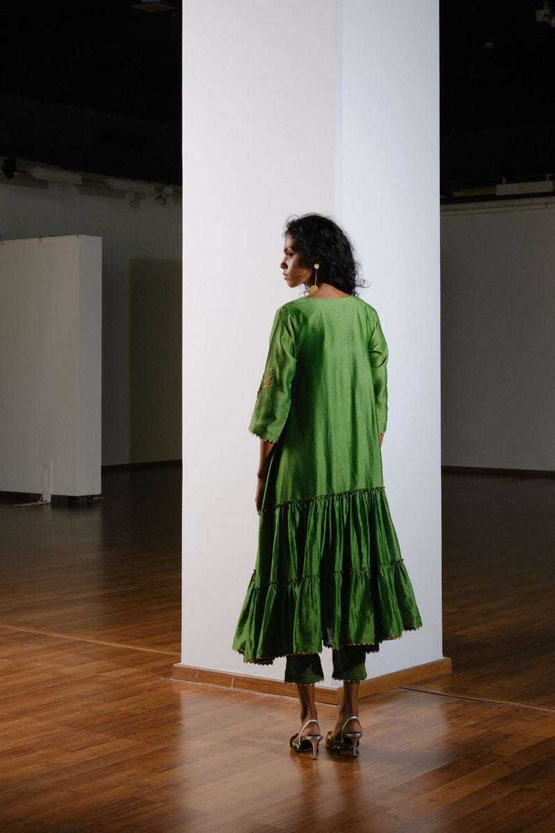 Papiha Kurta Set silk by Khara Kapas in green for women in Singapore