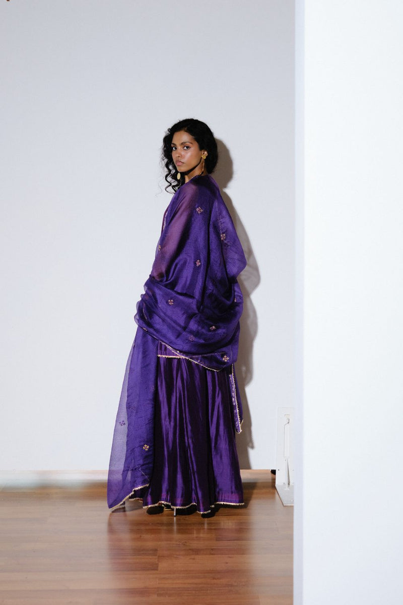 Angoor Silk Sharara Set silk by Khara Kapas in purple for women in Singapore