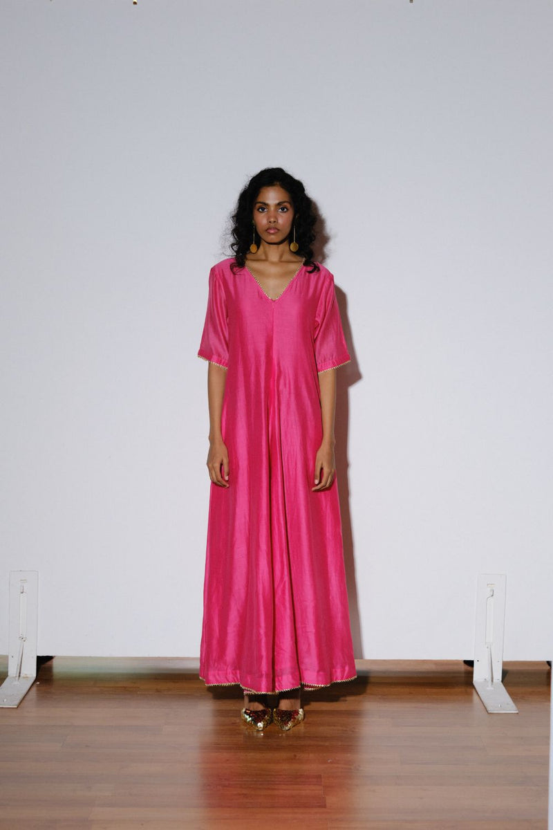 Gulfam Jumpsuit silk by Khara Kapas in pink for women in Singapore