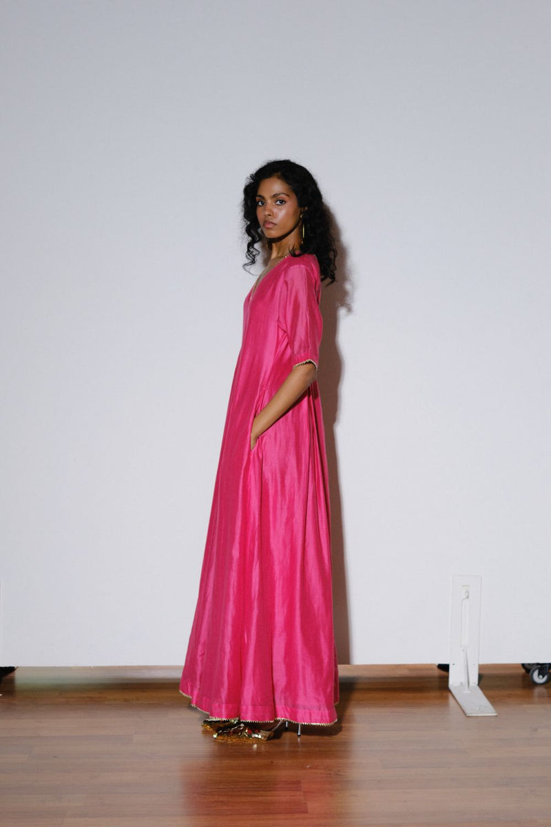 Gulfam Jumpsuit silk by Khara Kapas in pink for women in Singapore