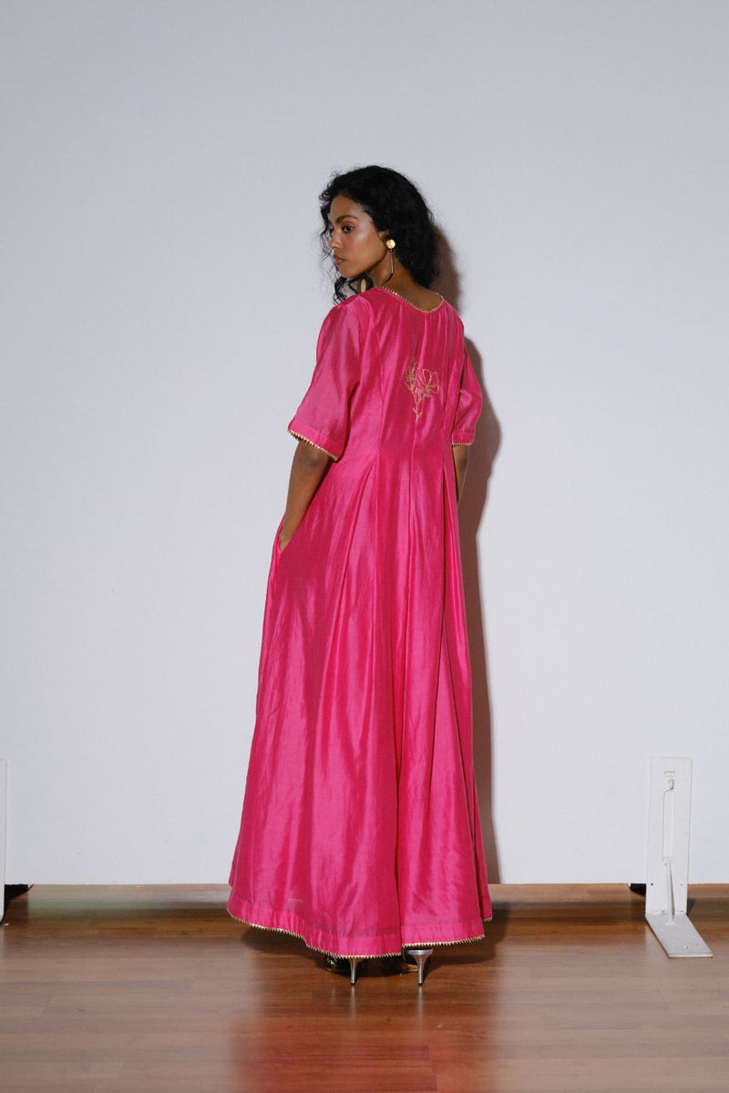 Gulfam Jumpsuit silk by Khara Kapas in pink for women in Singapore