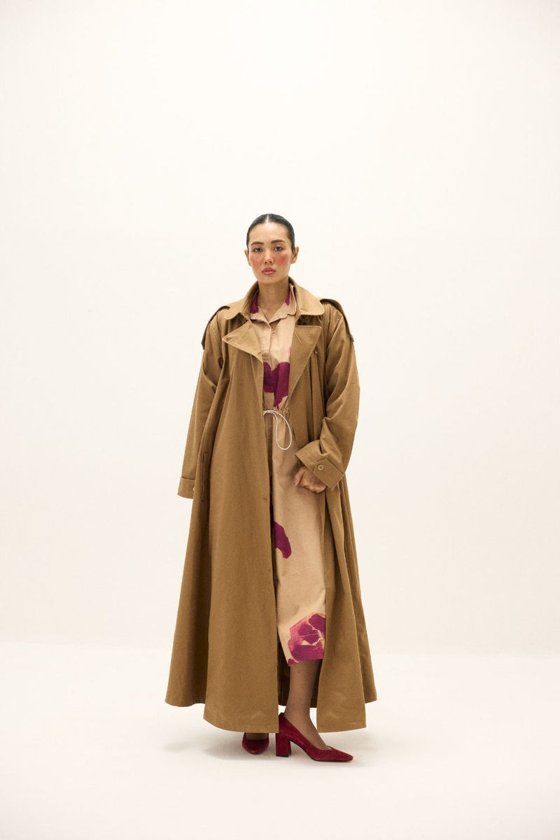 Heartstone Coat twill by Khara Kapas in brown for women in Singapore