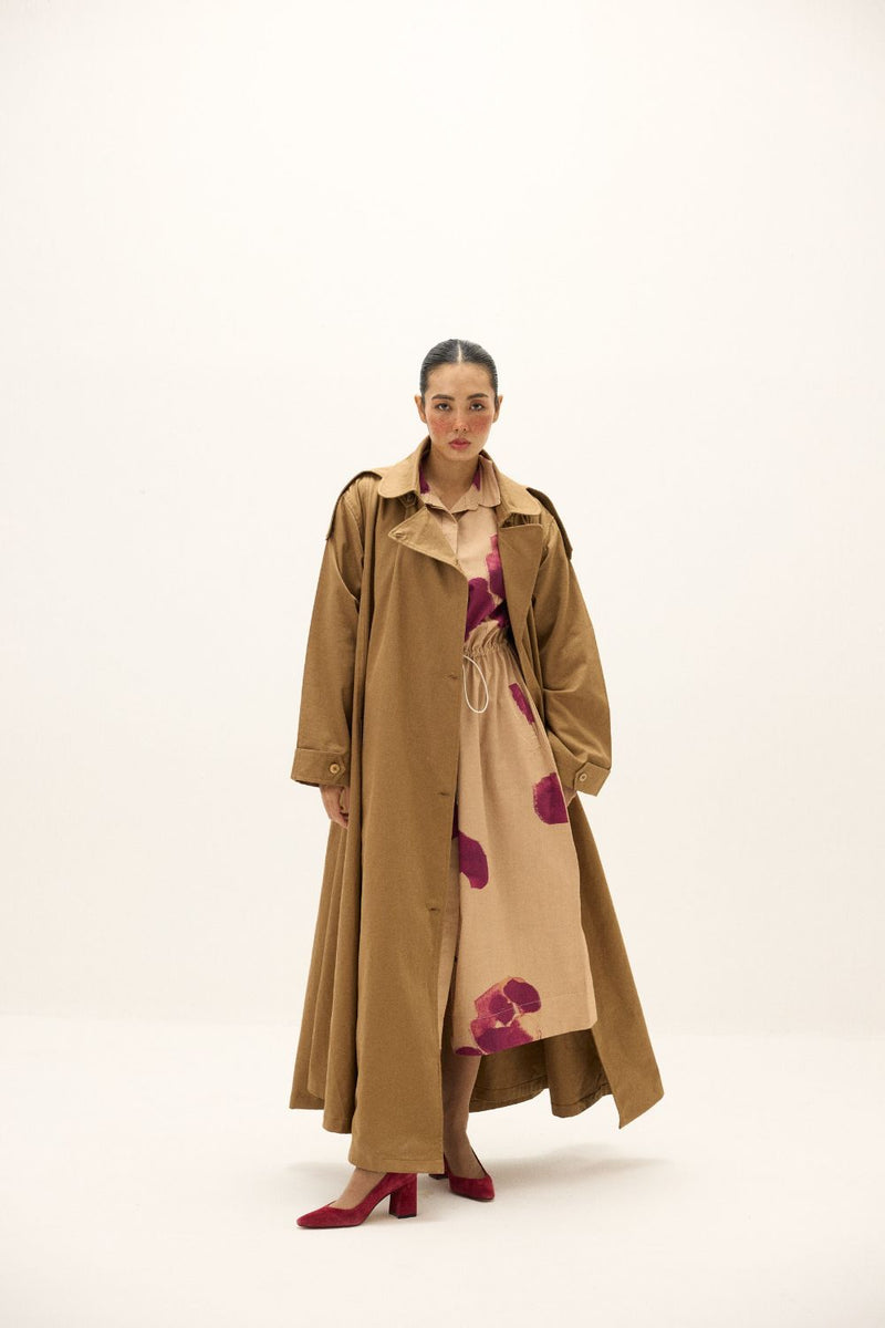 Heartstone Coat twill by Khara Kapas in brown for women in Singapore