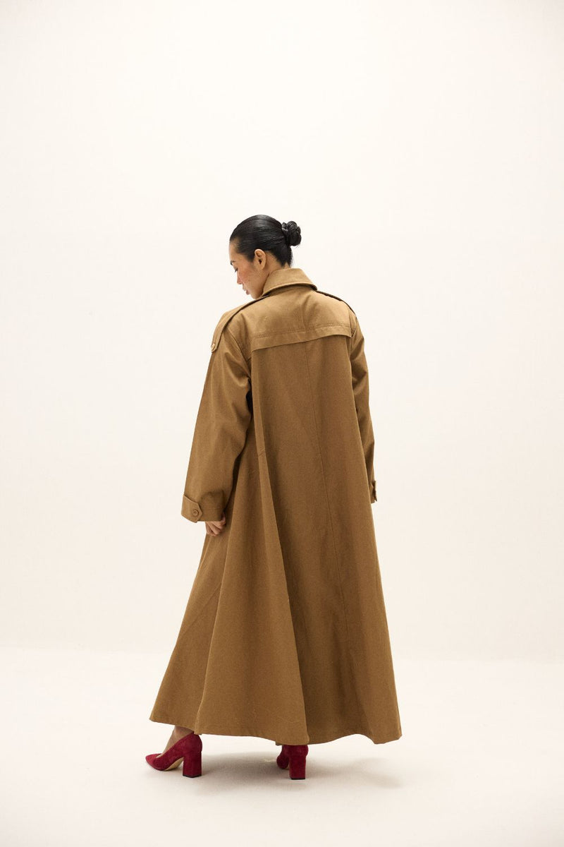 Heartstone Coat twill by Khara Kapas in brown for women in Singapore