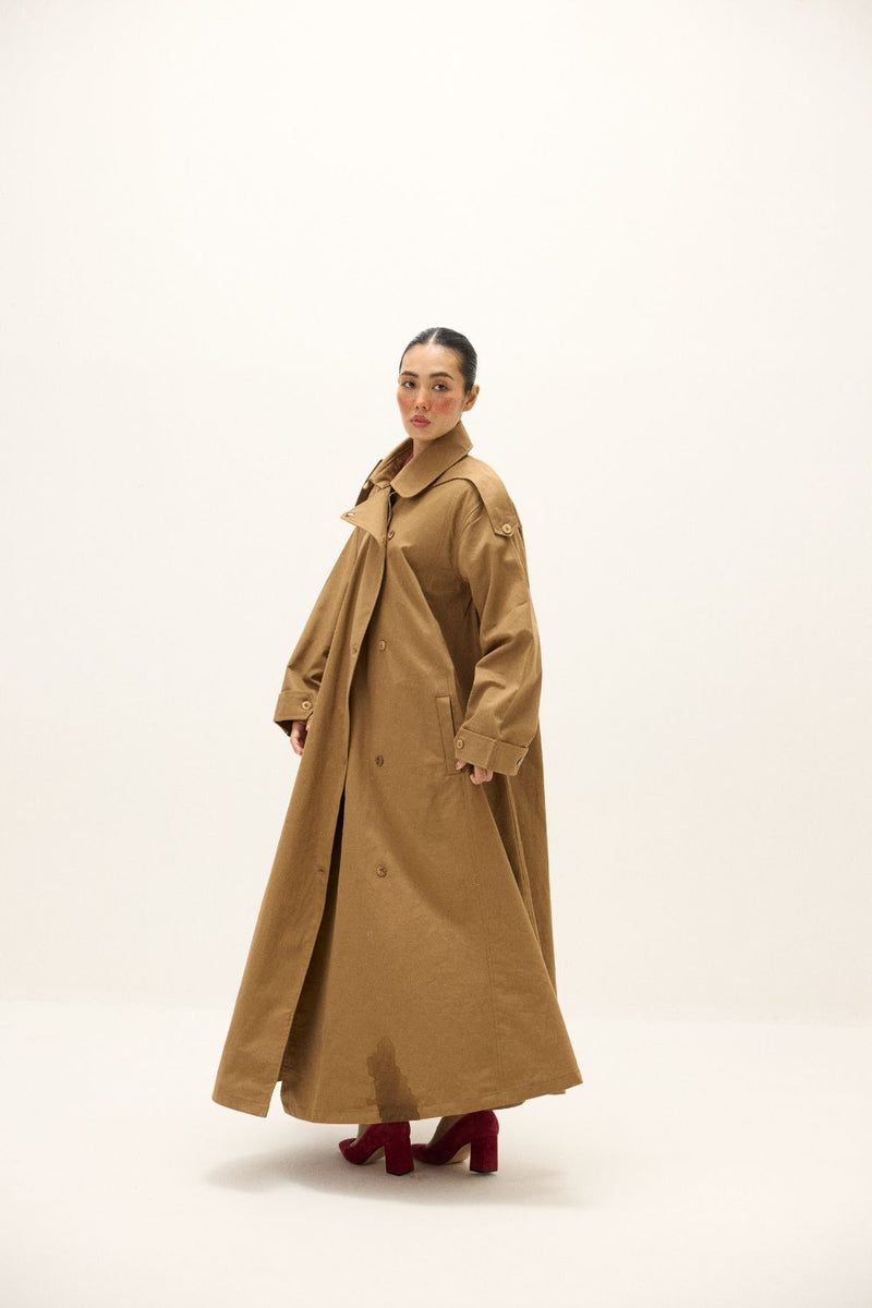 Heartstone Coat twill by Khara Kapas in brown for women in Singapore