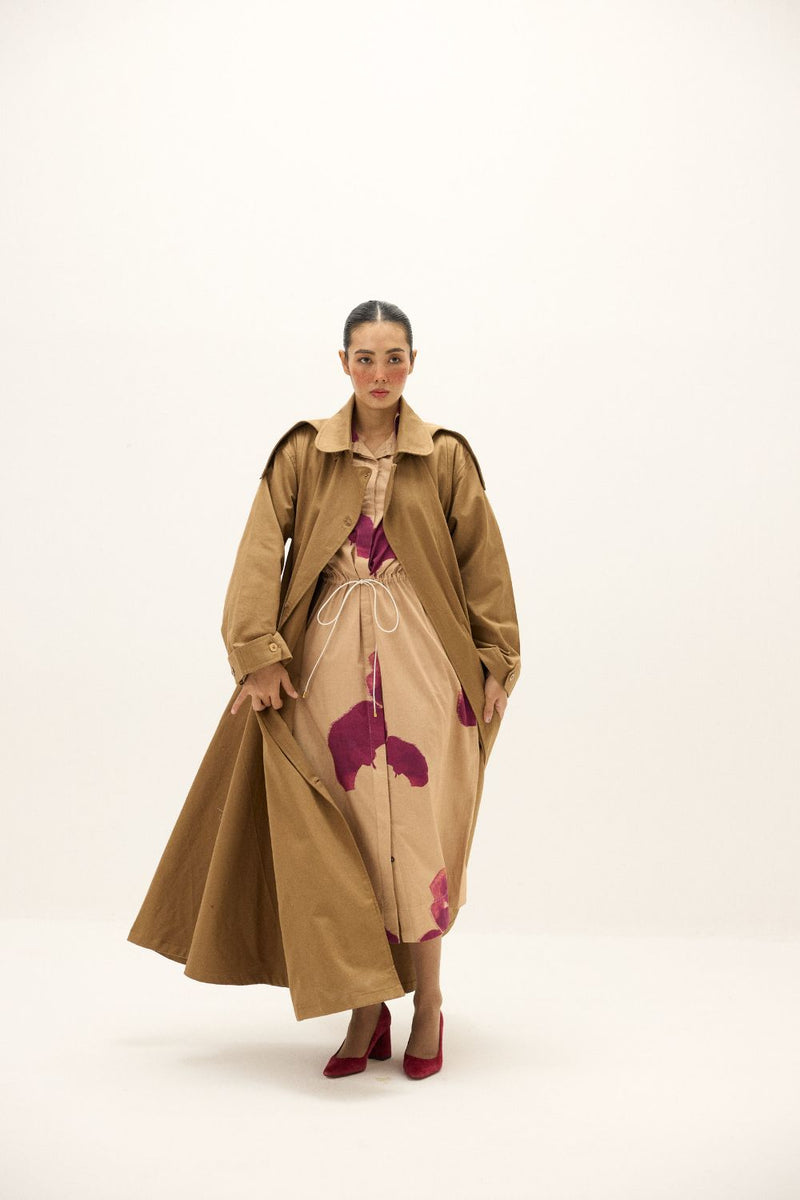 Heartstone Coat twill by Khara Kapas in brown for women in Singapore