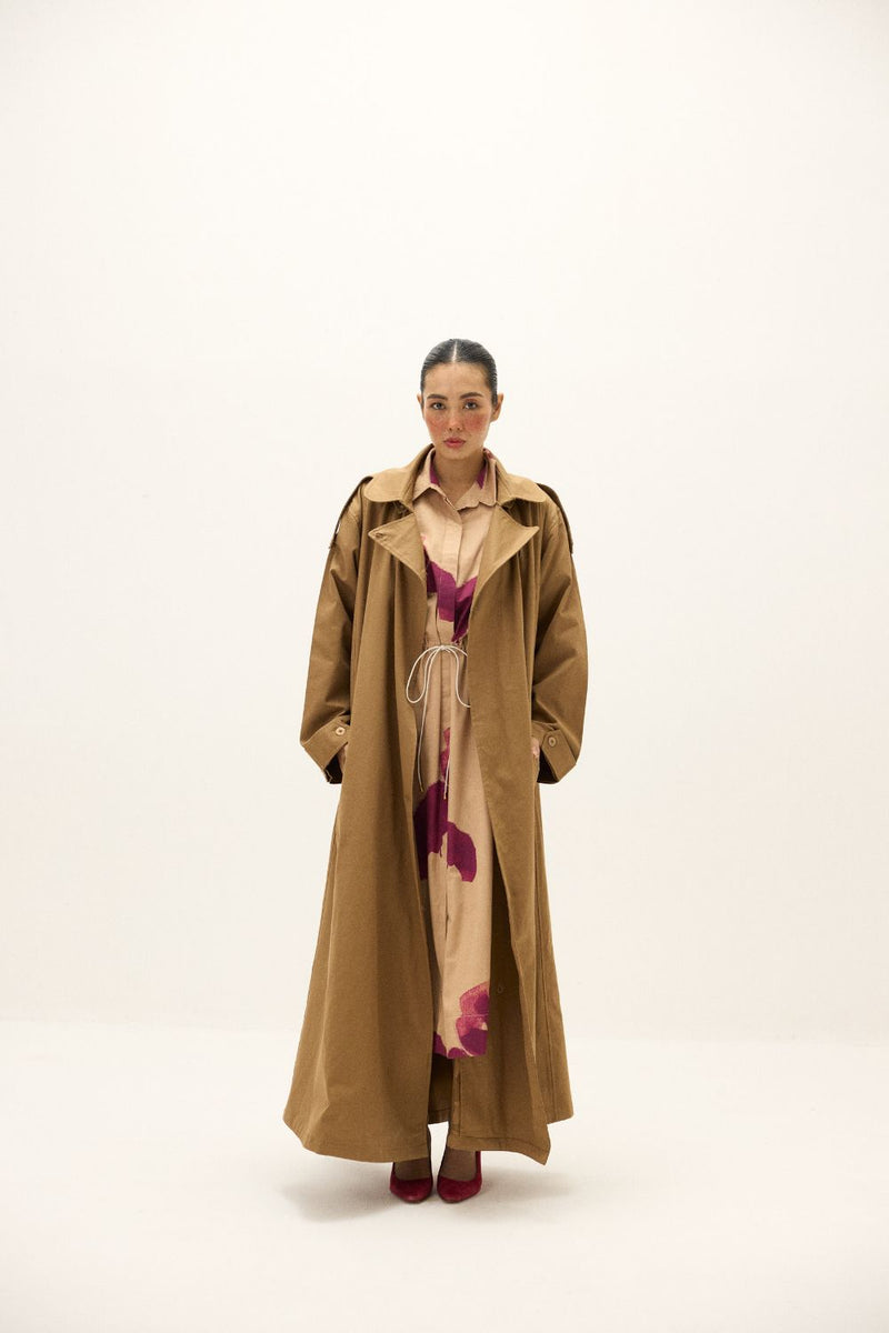Heartstone Coat twill by Khara Kapas in brown for women in Singapore