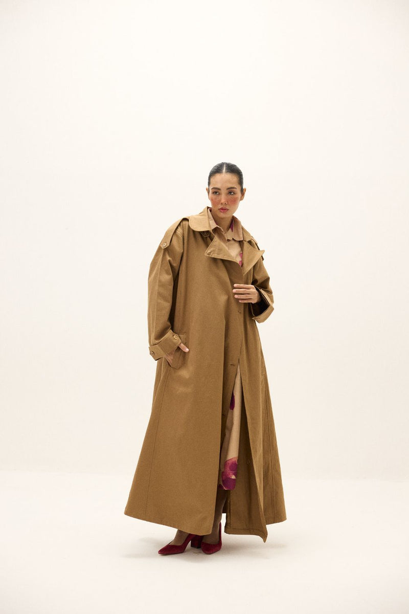 Heartstone Coat twill by Khara Kapas in brown for women in Singapore