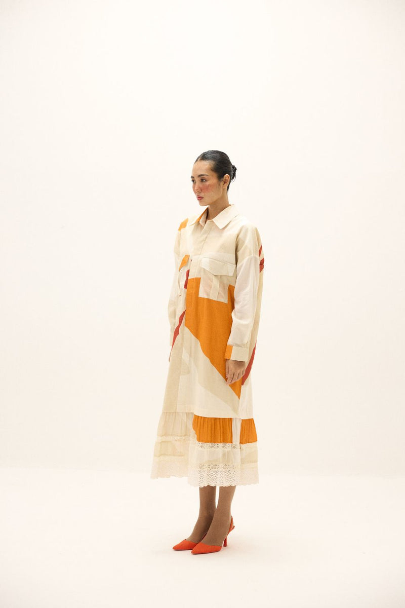 Ivory Armor Dress mul by Khara Kapas in white for women in Singapore
