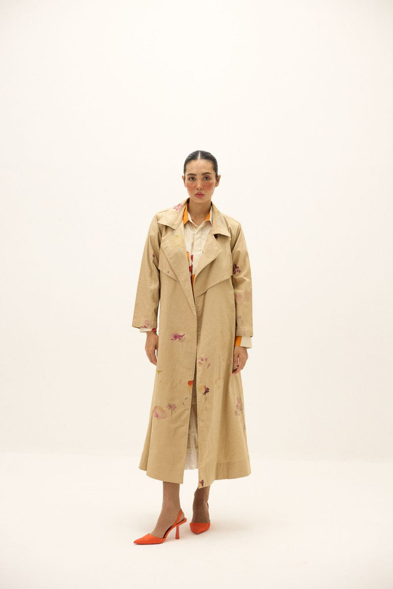 Ochre Light Coat oxford by Khara Kapas in beige for women in Singapore