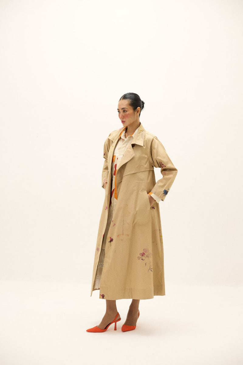 Ochre Light Coat oxford by Khara Kapas in beige for women in Singapore