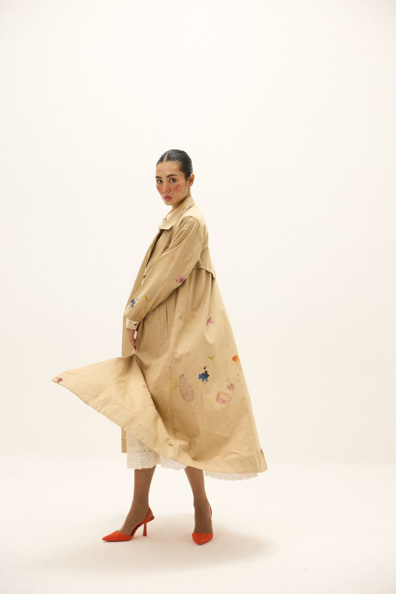 Ochre Light Coat oxford by Khara Kapas in beige for women in Singapore