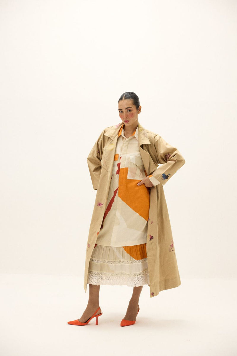 Ochre Light Coat oxford by Khara Kapas in beige for women in Singapore