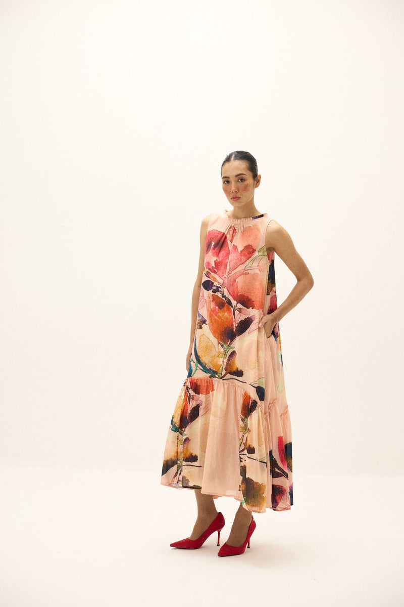 Tea Rose Dress mul by Khara Kapas in multi for women in Singapore