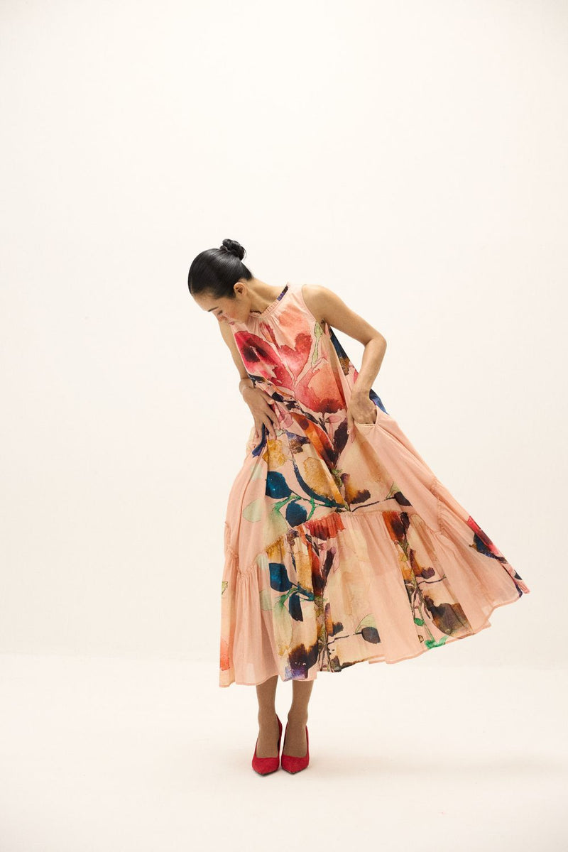 Tea Rose Dress mul by Khara Kapas in multi for women in Singapore