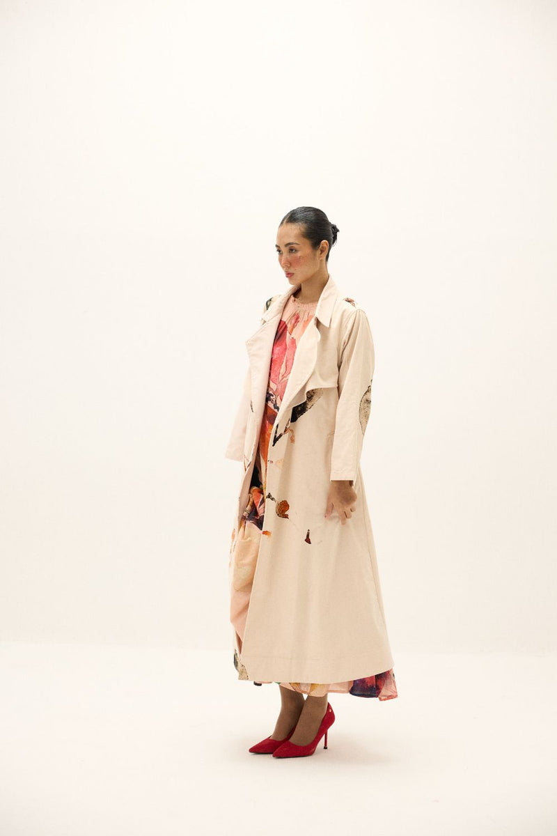 Clay Echo Trench Coat corduroy by Khara Kapas in white for women in Singapore
