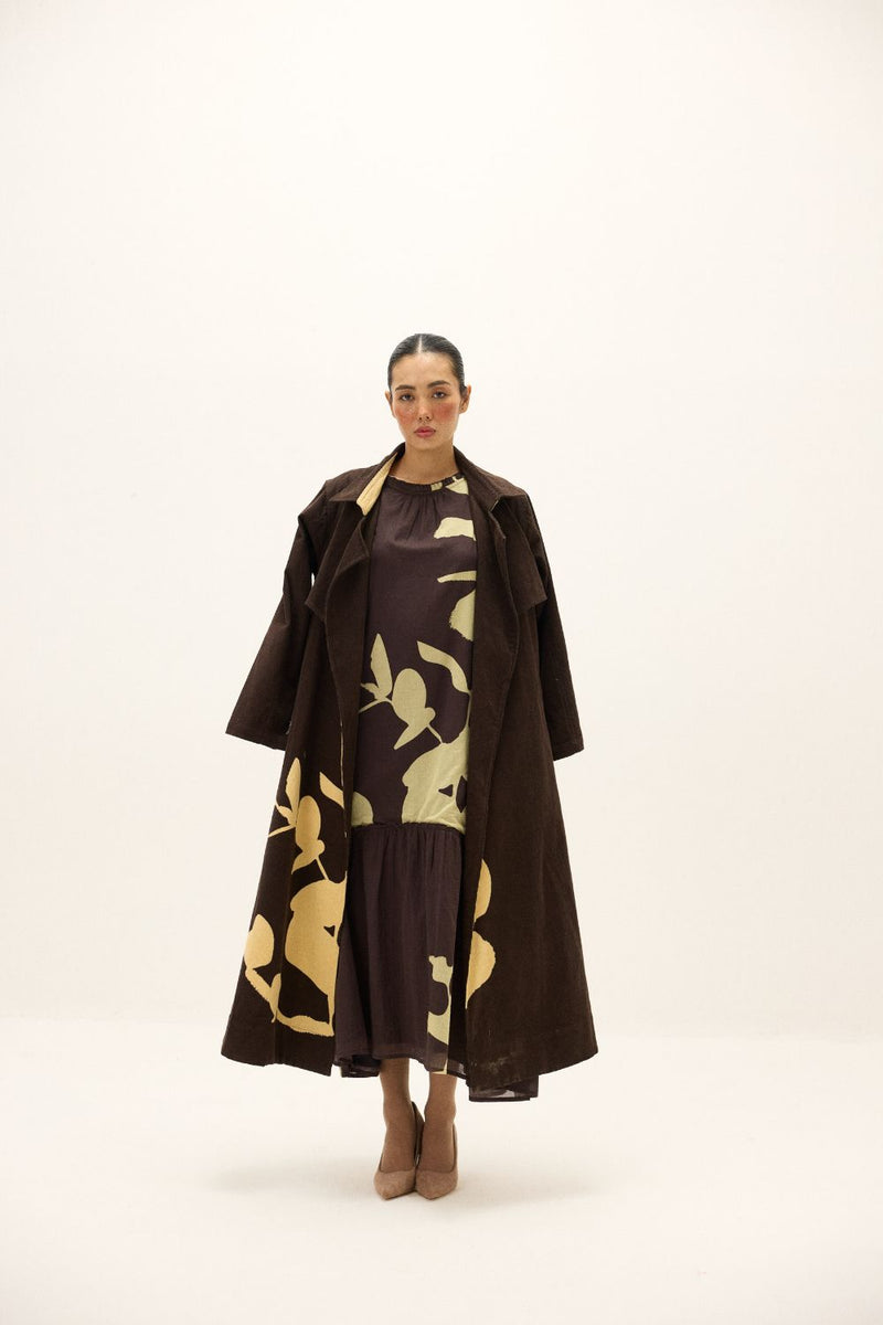 Sepia Trench Coat mul by Khara Kapas in multi for women in Singapore