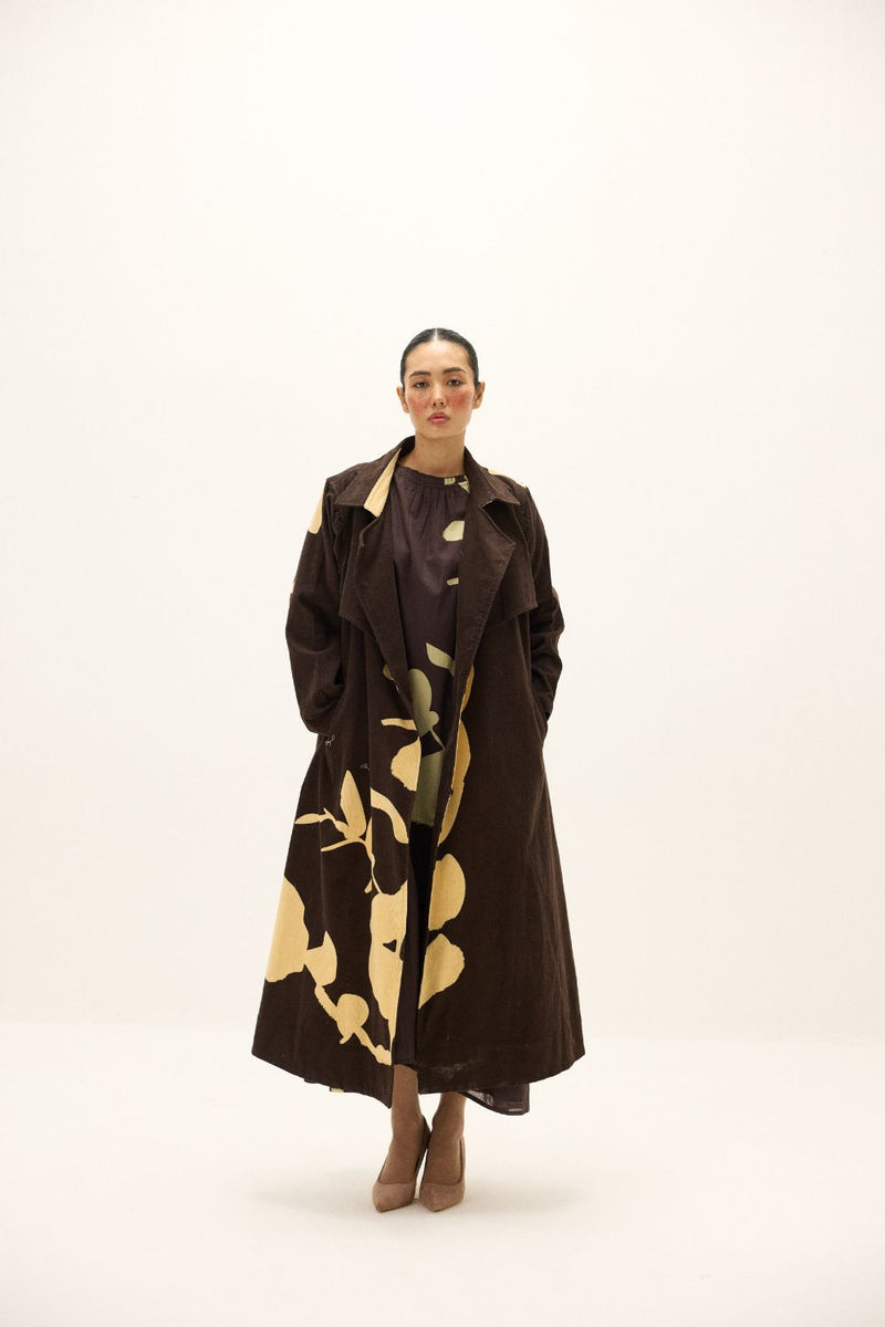 Sepia Trench Coat mul by Khara Kapas in multi for women in Singapore