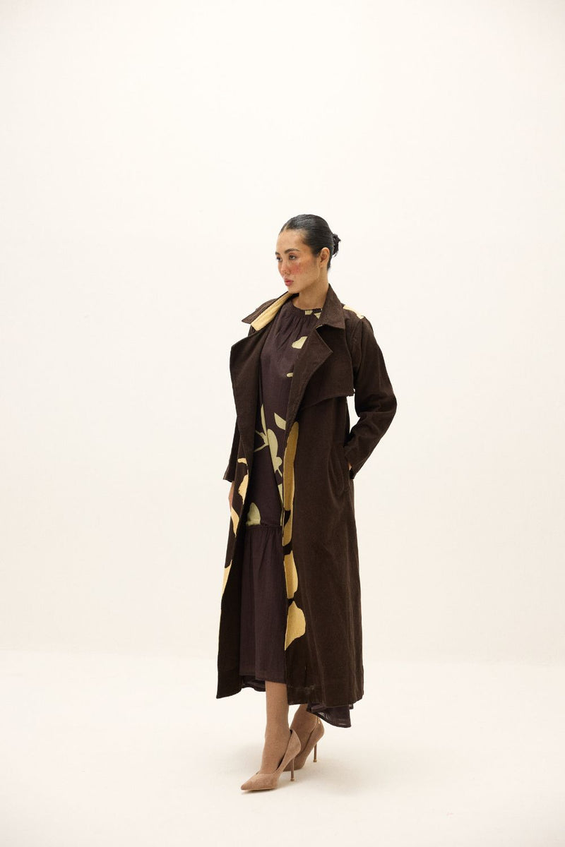 Sepia Trench Coat mul by Khara Kapas in multi for women in Singapore