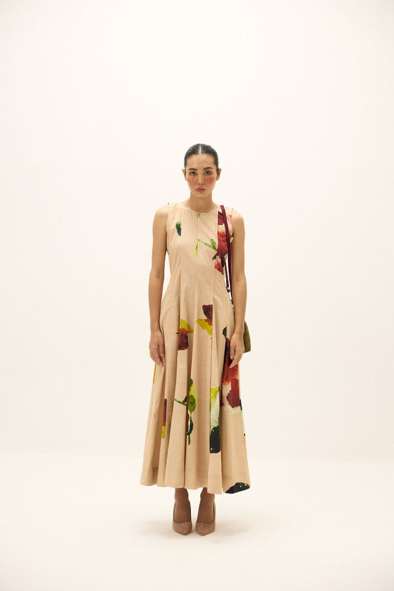 Melba Dress poplin by Khara Kapas in peach for women in Singapore
