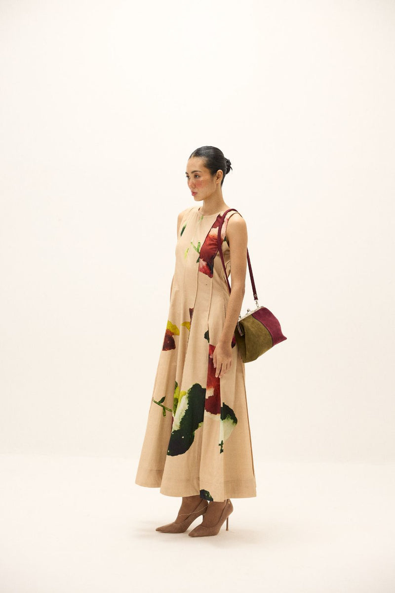 Melba Dress poplin by Khara Kapas in peach for women in Singapore