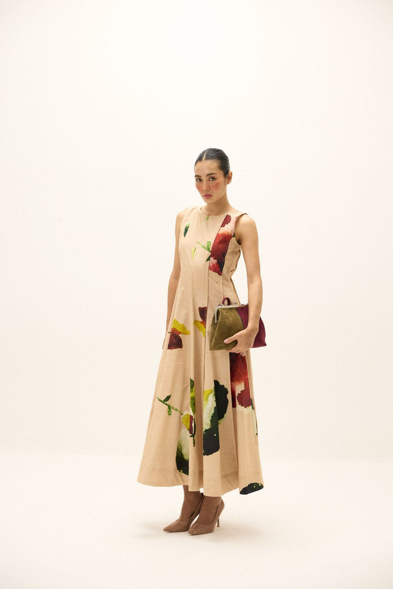 Melba Dress poplin by Khara Kapas in peach for women in Singapore