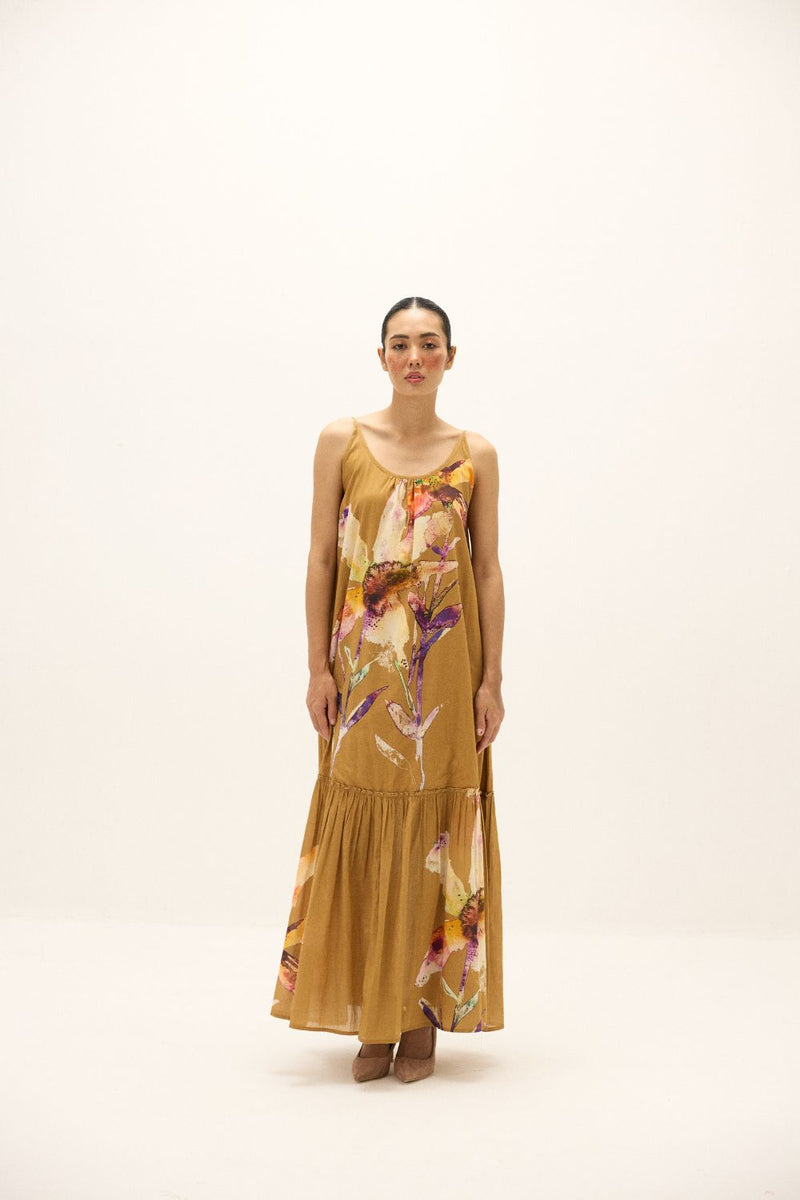 Penne Dress mul by Khara Kapas in yellow for women in Singapore