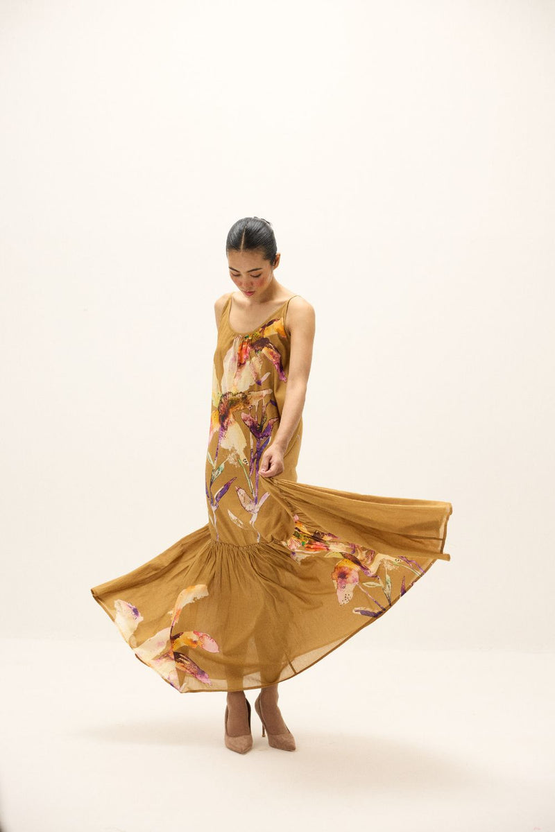 Penne Dress mul by Khara Kapas in yellow for women in Singapore