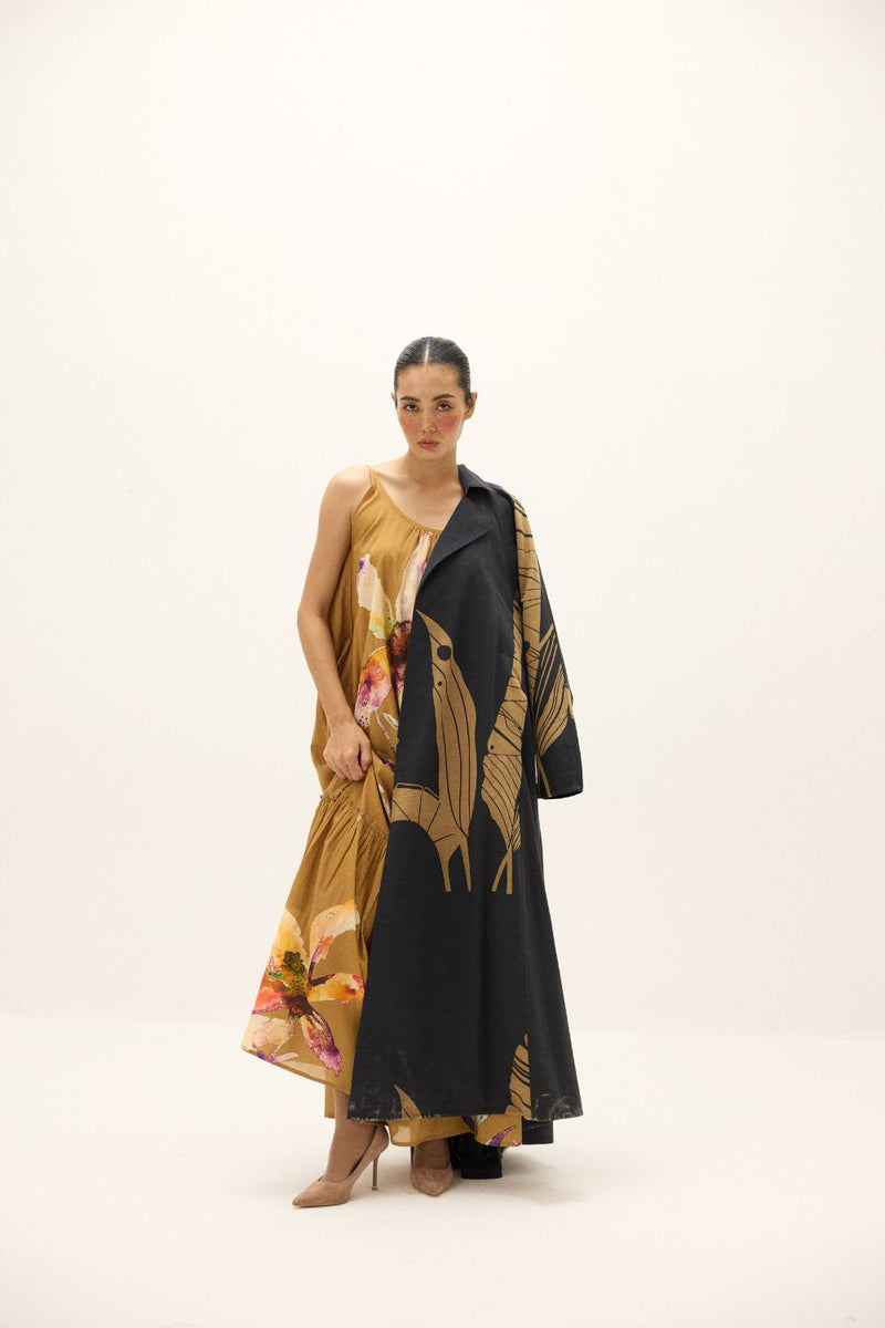 Midnight Leaf Coat mul by Khara Kapas in multi for women in Singapore