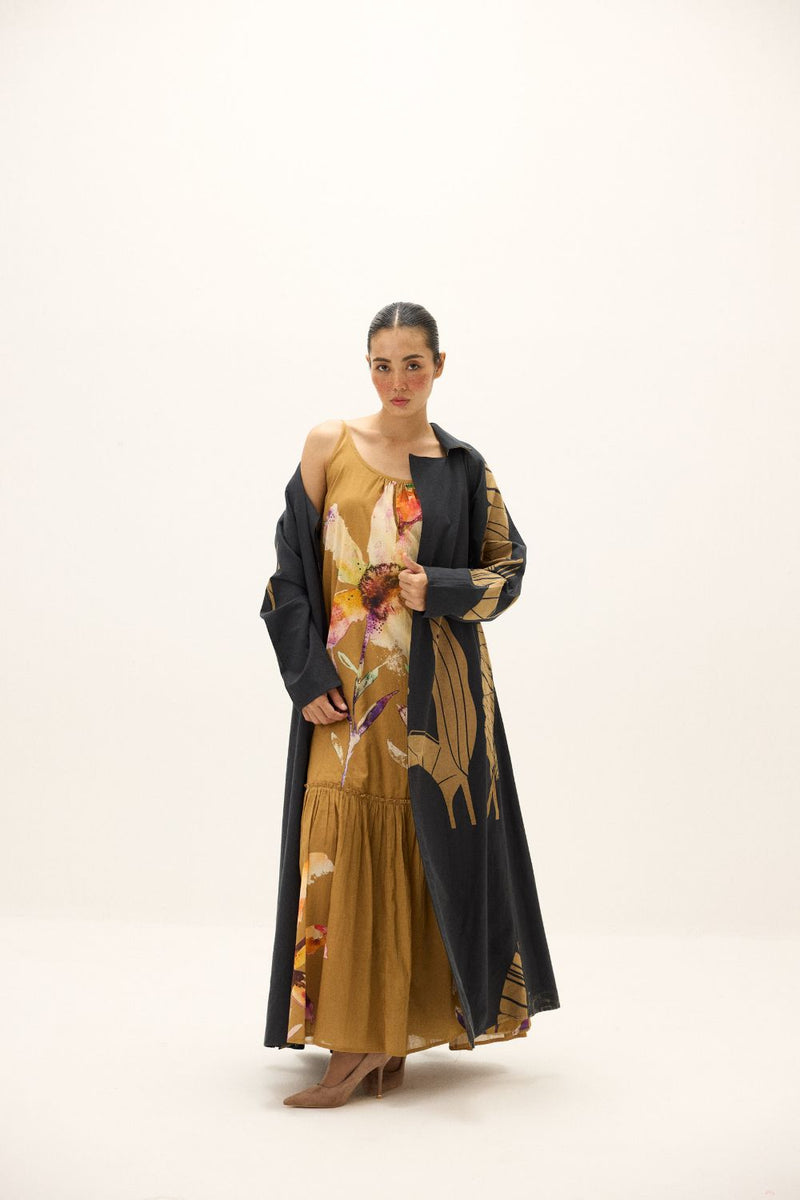 Midnight Leaf Coat mul by Khara Kapas in multi for women in Singapore