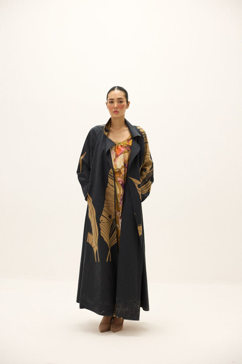 Midnight Leaf Coat mul by Khara Kapas in multi for women in Singapore