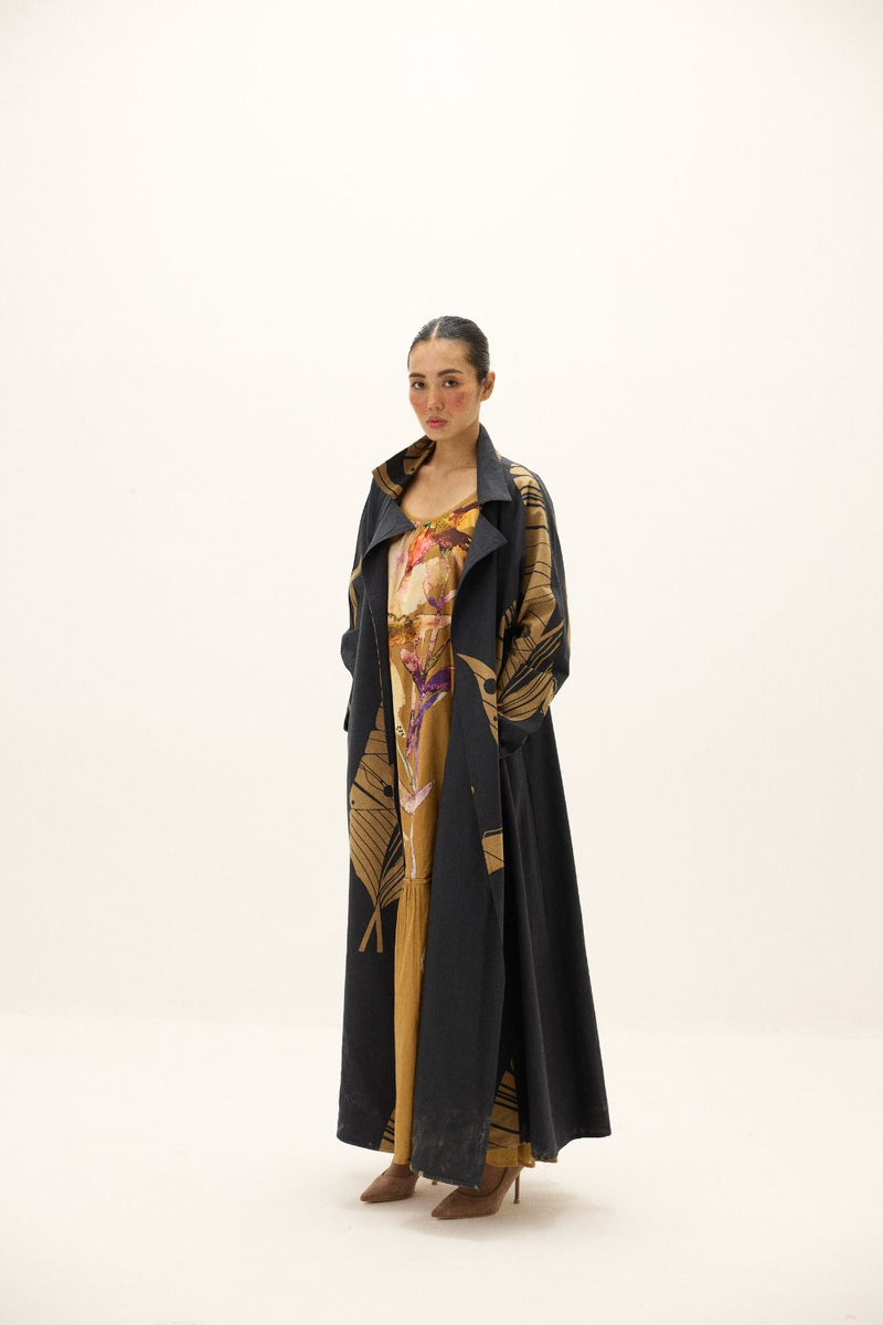 Midnight Leaf Coat mul by Khara Kapas in multi for women in Singapore