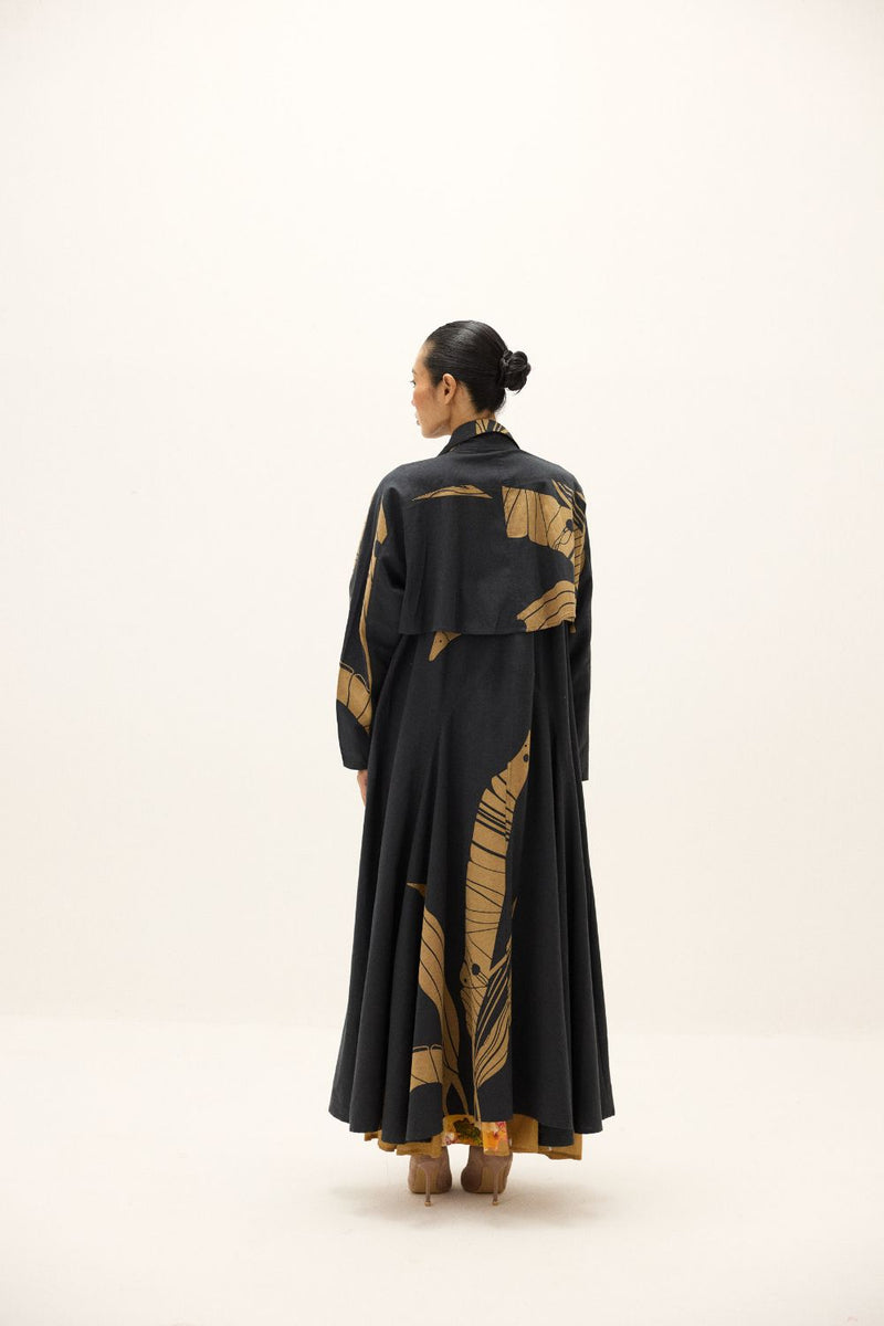Midnight Leaf Coat mul by Khara Kapas in multi for women in Singapore
