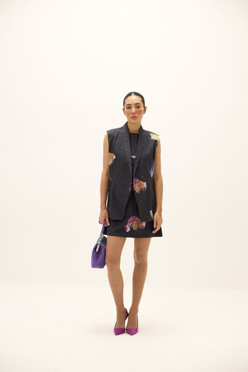Lune Blazer oxford by Khara Kapas in black for women in Singapore