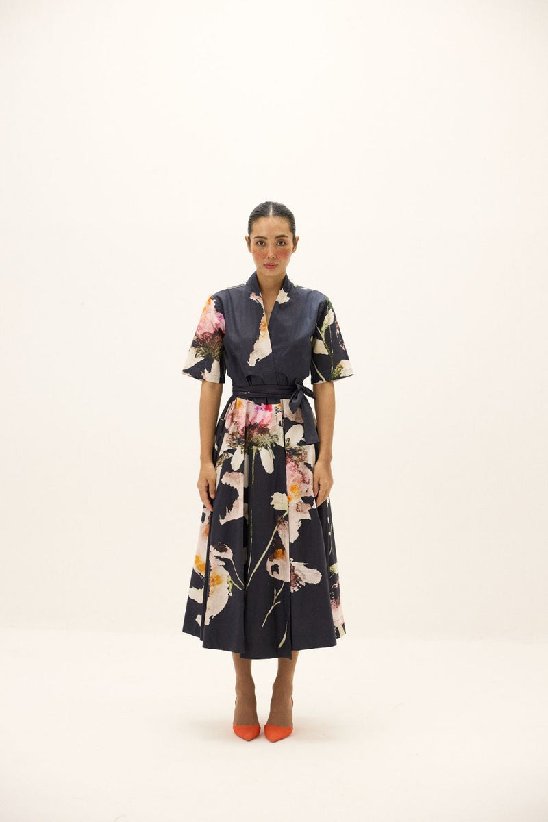 Kuro Wrap Dress poplin by Khara Kapas in multi for women in Singapore