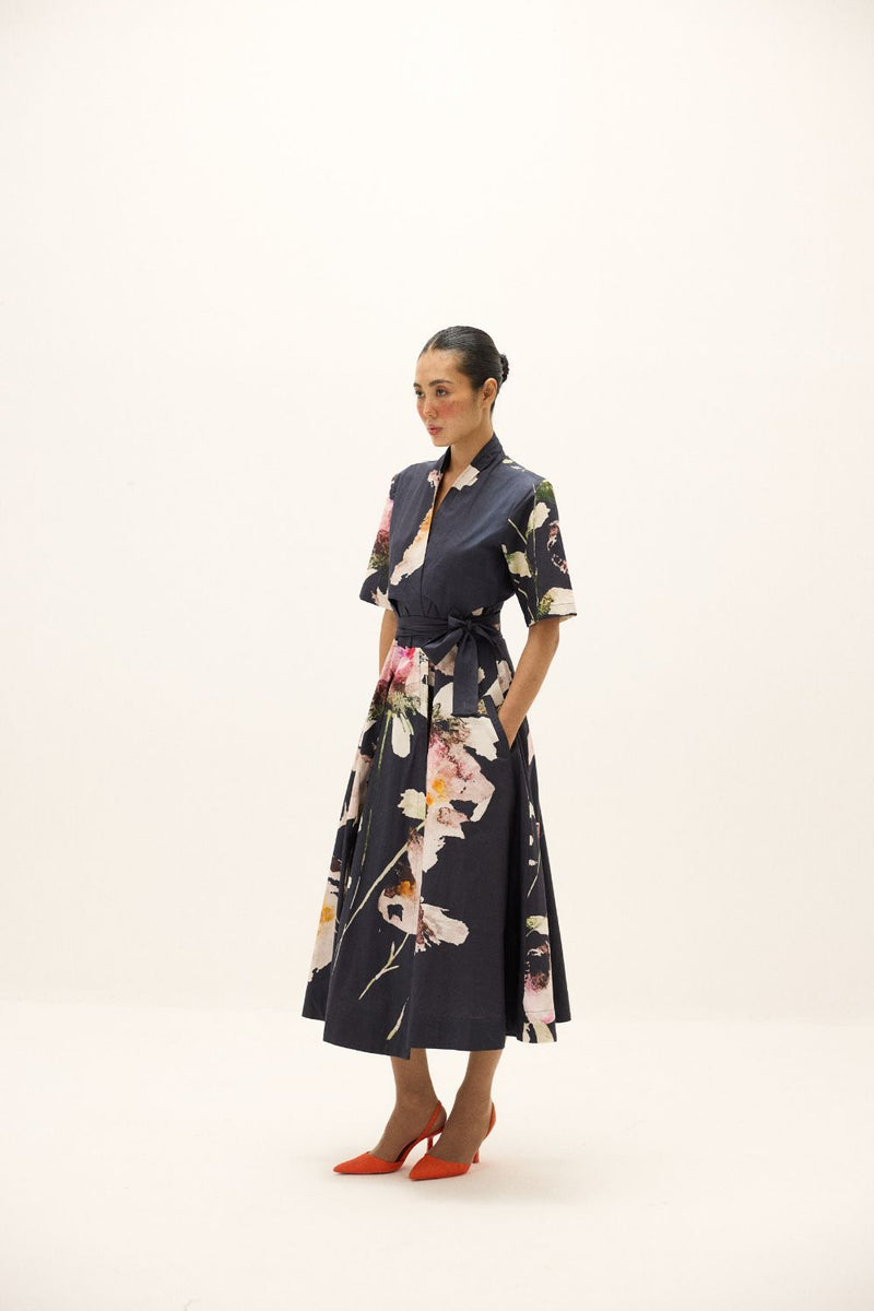 Kuro Wrap Dress poplin by Khara Kapas in multi for women in Singapore
