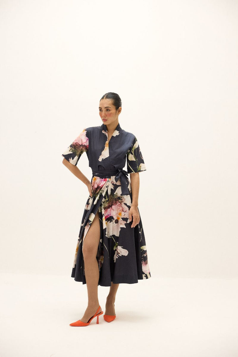 Kuro Wrap Dress poplin by Khara Kapas in multi for women in Singapore