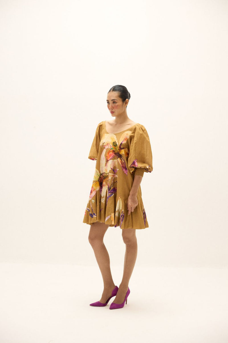 Oakwood Dress mul by Khara Kapas in yellow for women in Singapore