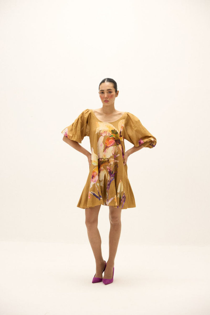 Oakwood Dress mul by Khara Kapas in yellow for women in Singapore