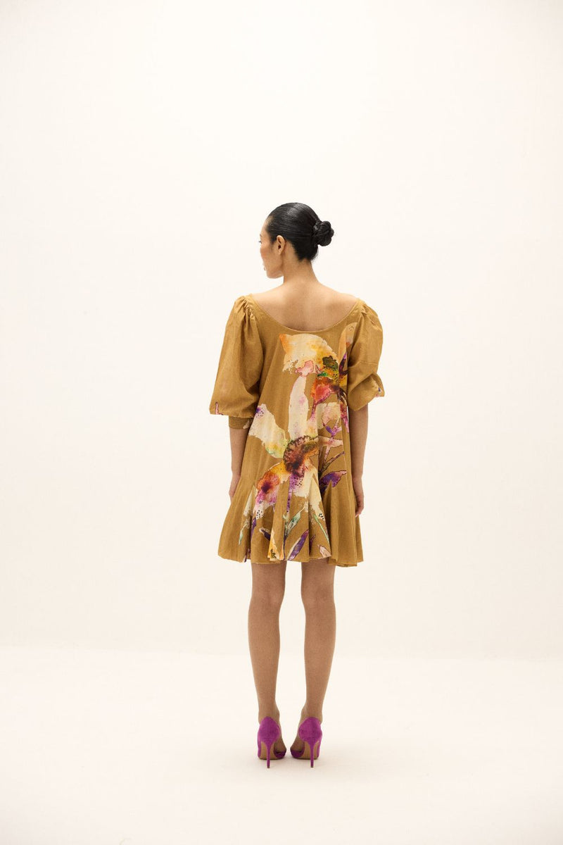Oakwood Dress mul by Khara Kapas in yellow for women in Singapore