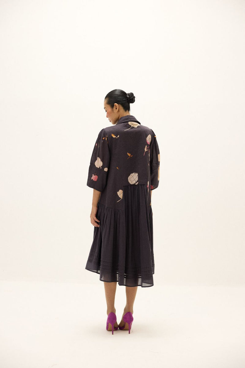 Dusky Garden Dress mul by Khara Kapas in black for women in Singapore