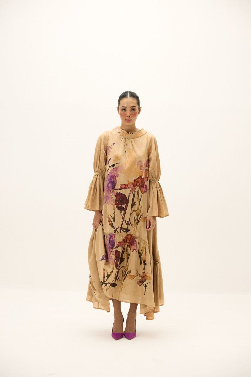 Fernway Dress mul by Khara Kapas in beige for women in Singapore