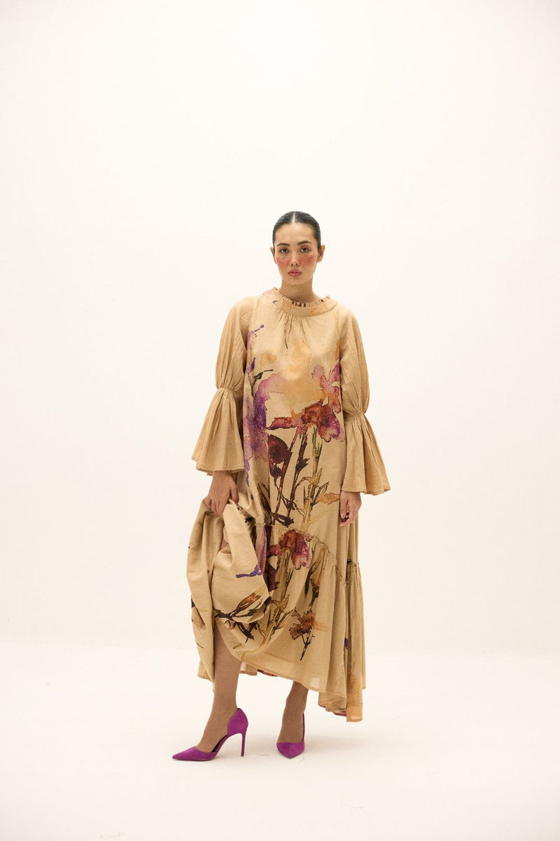 Fernway Dress mul by Khara Kapas in beige for women in Singapore