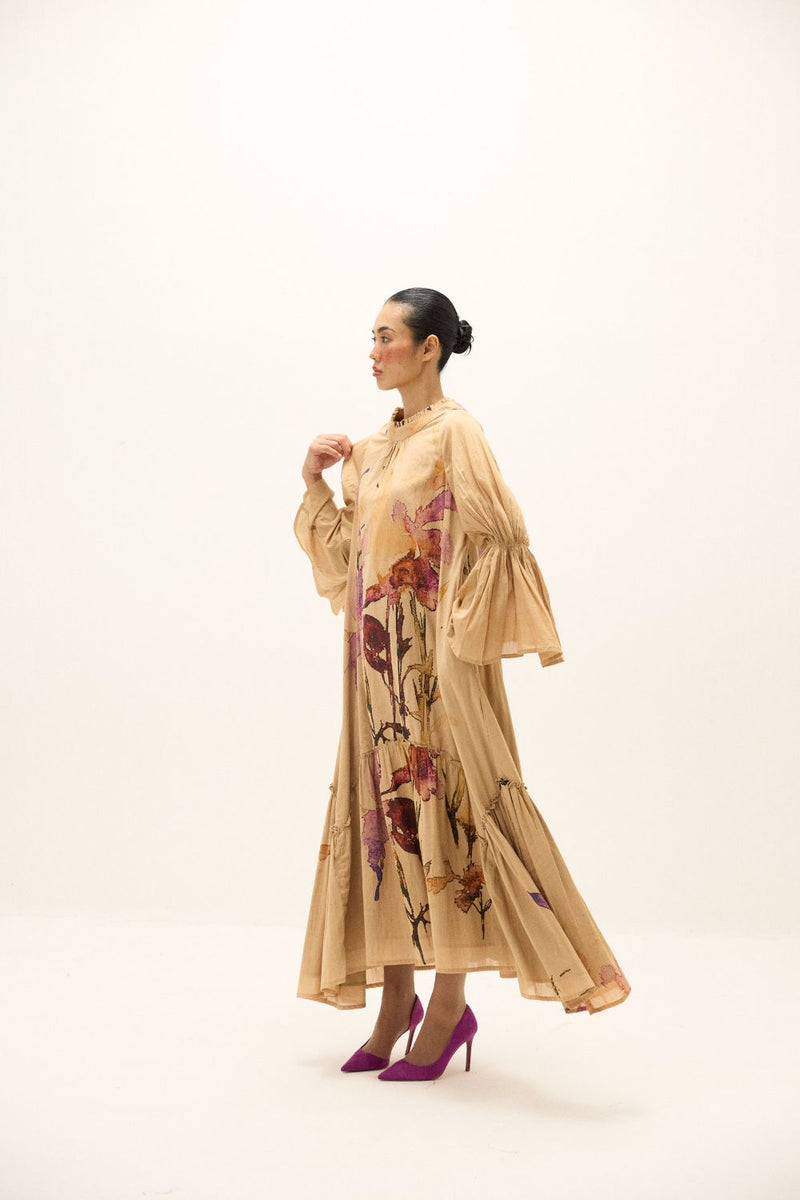 Fernway Dress mul by Khara Kapas in beige for women in Singapore