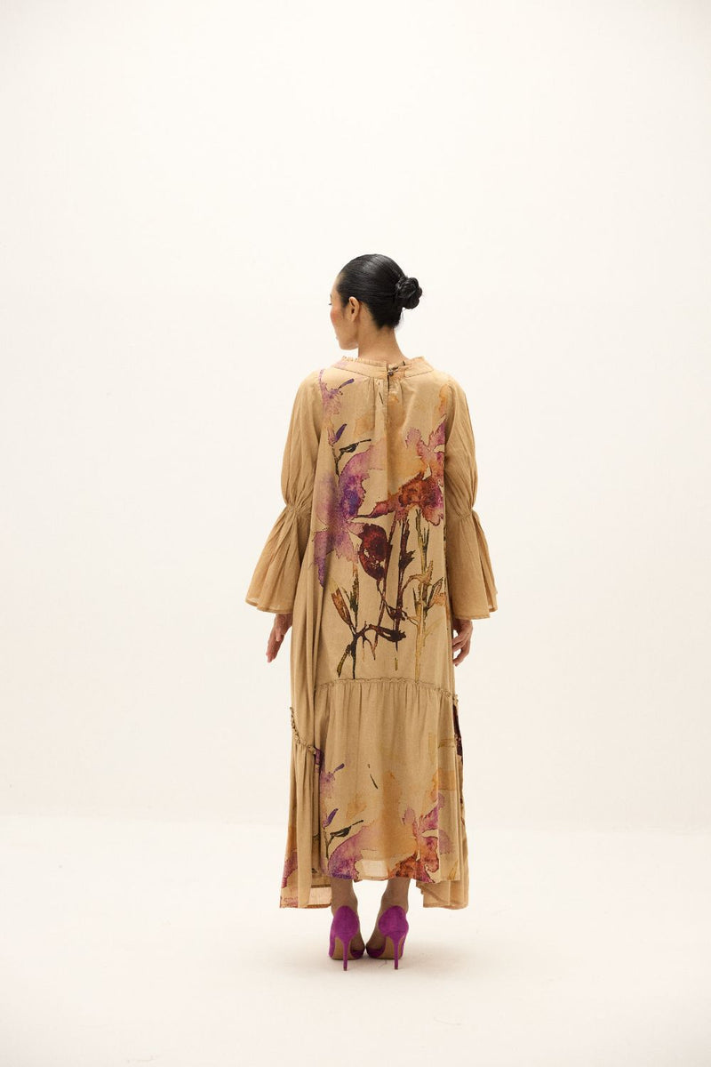 Fernway Dress mul by Khara Kapas in beige for women in Singapore
