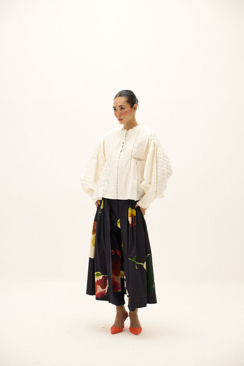 Noira Pant poplin by Khara Kapas in blue for women in Singapore