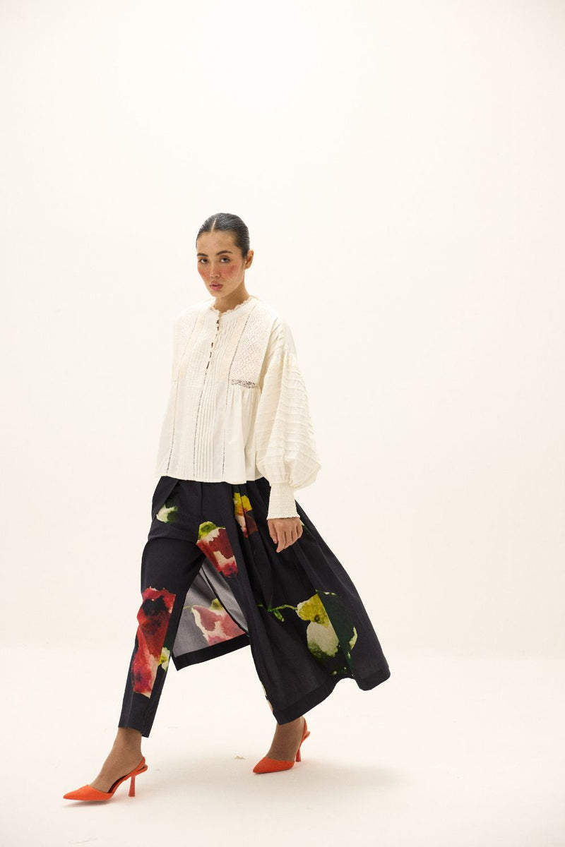 Noira Pant poplin by Khara Kapas in blue for women in Singapore