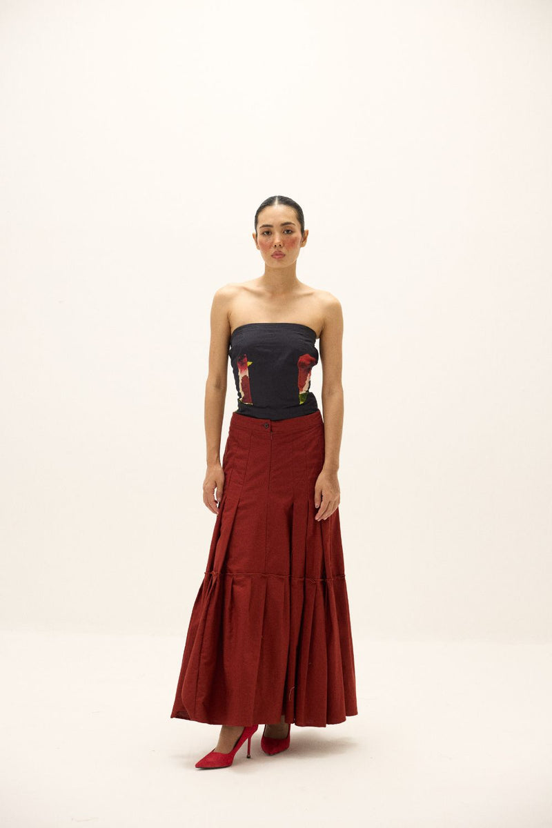 Nyssa Corset Top oxford by Khara Kapas in blue for women in Singapore