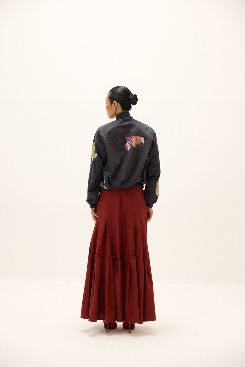 Irelune Bomber Jacket oxford by Khara Kapas in black for women in Singapore